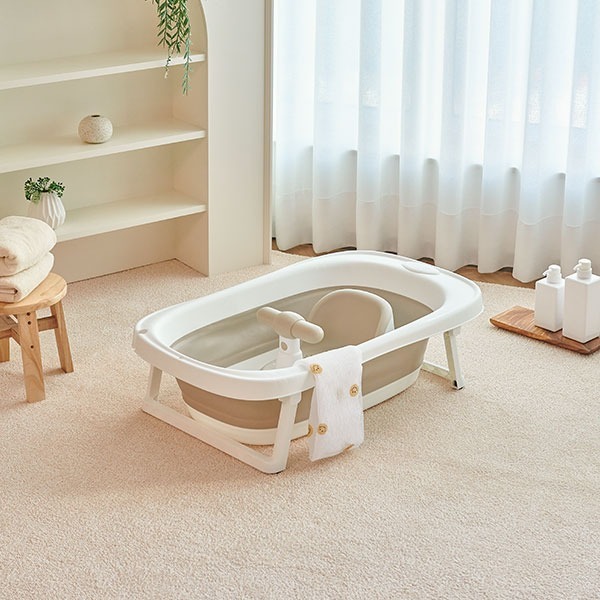 [SET] 리틀클라우드 아기 목욕 2종 시리즈 (아기 접이식 욕조 1P + 아기 목욕 의자 1P)